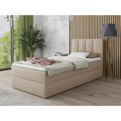 Sofnet Boxspringbett STAR MINI in Beige, Liegefläche 80x200 cm – mit Bettkasten, Bonellfederkern